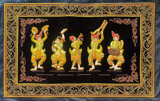 မြန်မာ့ရိုးရာ ရွှေခြည်ထိုးပန်းချီကား(ဘောင်မပါ 27” x 17”)