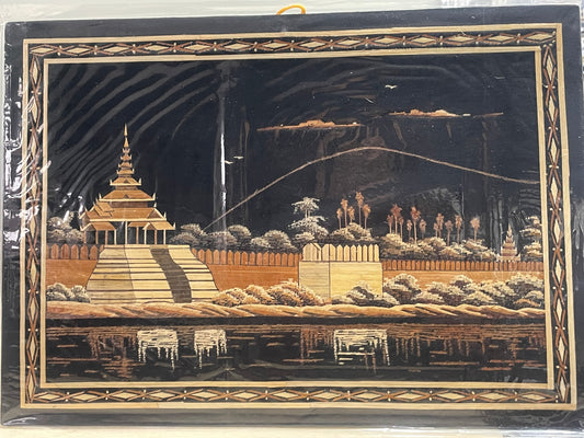 မြန်မာ့ရိုးရာကောက်ရိုးပန်းချီ ( မန္တလေးကျုံး )11”x 15”