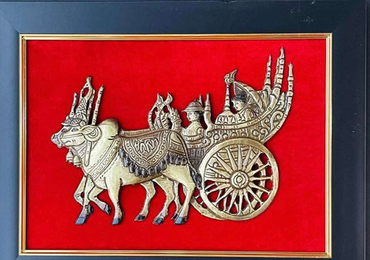 မြန်မာ့ရိုးရာ ကြေးပန်းချီ (လှည်းယာဉ်) 18” x 13”