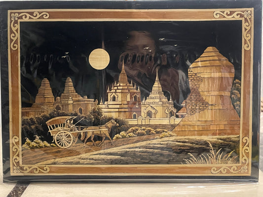 မြန်မာ့ရိုးရာကောက်ရိုးပန်းချီ ( ပုဂံ ) 11”x 15”