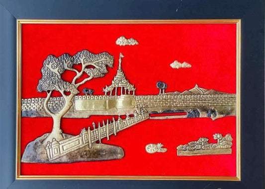 မြန်မာ့ရိုးရာ ကြေးပန်းချီ (မန္တလေးကျုံး )18” x 13”